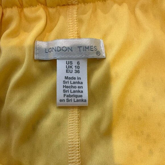London Times Yellow Eyelet Dress Size 6 - Picture 2 of 3